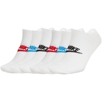 Nike Unisex 6er Pack Sneaker Sportsocken - Everyday Essential, Logo, einfarbig Weiß/Bunt 34-38