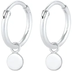 Elli Creolen Plättchen Coin Geo Trend 925 Silber silberfarben Damen 