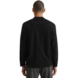 Marc O'Polo Strickjacke MARC O'POLO, Herren, Gr. L, schwarz, Obermaterial: 88% Schurwolle, 12% Polyamid, normal, Rippbündchen, Strickjacken Strickjacke, Overshirt-Strickjacke regular fit in kompakter Boiled Wool Optik