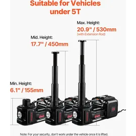 Vevor elektrischer Wagenheber 5t Wagenheber-Set mit Schlagschrauber Schwarz