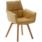 Linea Natura Armlehnstuhl, Currygelb, Leder, Echtleder, Rindleder, Wildeiche, massiv, Stativgestell, 61x87x63 cm, Lederauswahl, Typenauswahl, Gestellauswahl, Sitzfläche 180° drehbar, Esszimmer, Stühle, Esszimmerstühle, Armlehnenstühle
