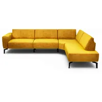 Sensoo Ecksofa Cosy, Gelb, Metall, 5-Sitzer, Ottomane rechts, L-Form, 296x213 cm, Stoffauswahl, Armteil links, rechts, Wohnzimmer, Sofas & Couches, Wohnlandschaften, Ecksofas