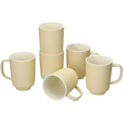 6er Set Jasper Vanille Kaffeebecher aus Steingut - 403541