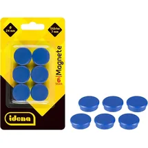 IDENA Magnete blau, Kunststoff Ø 2,4 x 0,7 cm, 6 St.
