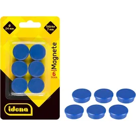 IDENA Magnete blau, Kunststoff Ø 2,4 x 0,7 cm, 6 St.