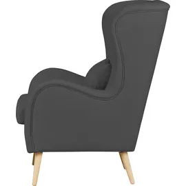 Home Affaire "Sallito, Ohrensessel, TV-Sessel", grau, B:76cm H:109cm T:85cm, Struktur Hahnentritt (67% Polypropylen, 33% Polyester);Samtoptik (100% Polyester);Fellimitat (100% Polyester);Samtcord (92% Polyester, 8% Polyamid);Struktur (100%