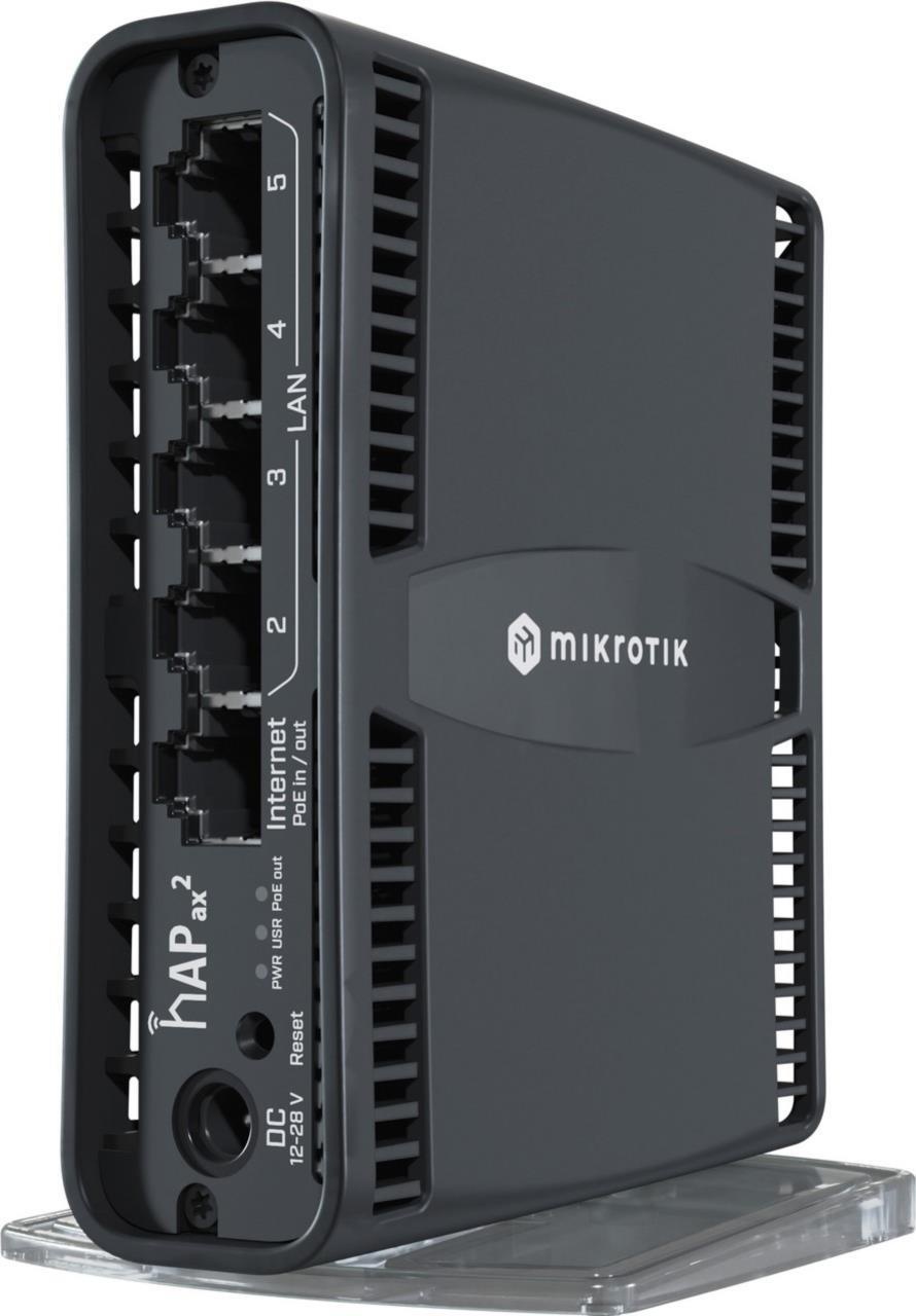 MikroTik hAP ax2 - Wireless Router - 4-Port-Switch - GigE - Wi-Fi 6 - Dual-Band - wandmontierbar (C52IG-5HAXD2HAXD-TC)