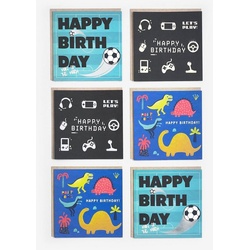 Next Grußkarte Geburtstagskarten für Jungen, 6er-Pack blau