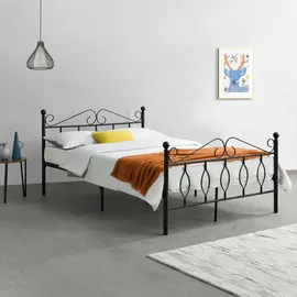 [en.casa] Metallbett Aploda 140x200 cm Schwarz