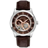 BULOVA 96A120 Klassik Automatik Herrenuhr 42mm 3ATM - Braun/Braun