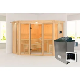 Karibu Alcinda 2 inkl. 9 kW Ofen + ext. Steuerung + Dachkranz