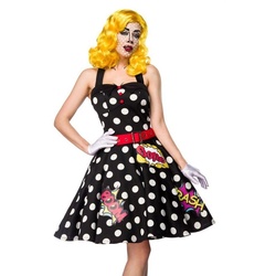 Metamorph Kostüm Pop Art Girl, 50s Comic-Look zum Anziehen schwarz S