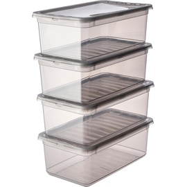 keeeper Aufbewahrungsboxen mit Air Control System, 4-teiliges Set, 4 x 5,6 l, Bea, Transparent (Crystal Grey)