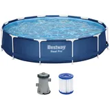 Bestway® Steel ProTM Frame Pool Set mit Filterpumpe Ø 366 x 76 cm, dunkelblau