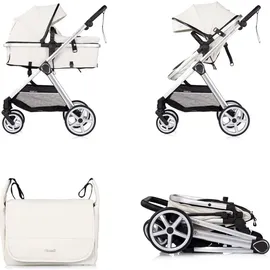 Chipolino Kombikinderwagen 2 in 1 Vista Wickeltasche, Fußabdeckung, Korb, Gurt weiß
