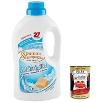 3x Spuma di Sciampagna Detersivo Lavatrice Marsiglia,Desinfizierendes Flüssigwaschmittel, 27 Wäschen, 1215ml + Italian Gourmet polpa 400g