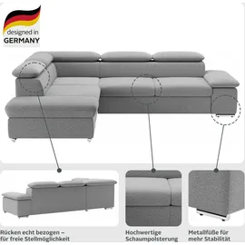 sit&more Ecksofa »Valentine L-Form, B: 272 cm« mit Arm- & Kopfteilverstellung, optional mit Bettfunktion, weiß