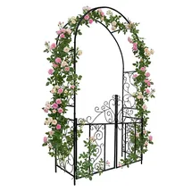 Relaxdays Rosenbogen mit Tor 230 x 130 x 38 cm Schwarz