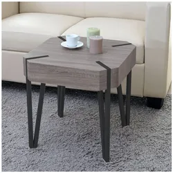 Couchtisch Genk H574, Beistelltisch, 52x50x50cm, MVG-zertifiziert ~ Dunkle Eiche, dunkle Metall-Füße