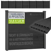 Juskys WPC Sichtschutzzaun 7er Set 7 x 8 cm Anthrazit/Grau