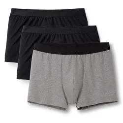 Boxershorts CALIDA "Boxershort New Boxer Natural Benefit 3P 3er Pack", Herren, Gr. S, schwarz (schwarz, grau), Obermaterial: 95% Baumwolle CO. 5% Elasthan EL., Unterhosen