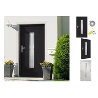 vidaXL Zimmertür Haustür Anthrazit 108x200 cm PVC Eingangstür Haus Nebeneingangstür Kun schwarz