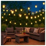 NOWA LED Solarleuchte, LED-Leuchtmittel fest verbaut, Warmweiß, Solar Lichterkette Garten Balkon Veranda Beleuchtung 24x LED Laterne schwarz