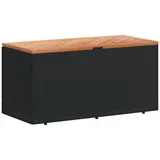 vidaXL Gartentruhe Schwarz 110x50x54 Cm Poly Rattan Akazienholz