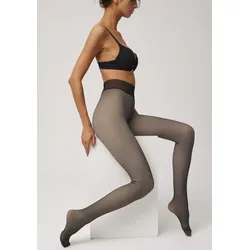Thermostrumpfhose YSABEL MORA "HOSIERY COLLECTION", Damen, Gr. XL, schwarz, Obermaterial: 70% Polyester, 20% Polyamid, 10% Elasthan, unifarben, Strumpfhosen, mit wärmender Innenseite im transparenten Strumpfhosen-Look