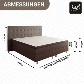 4mybaby GmbH Best For You Boxspringbett Neo 140x200 Dunkelbraun, - Dunkelbraun
