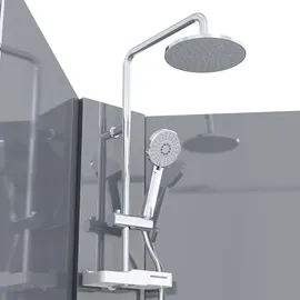 Swiss Aqua Technologies Komplettdusche mit Schiebetür 90 x 90 cm Silber/Weiß  Duschwanne