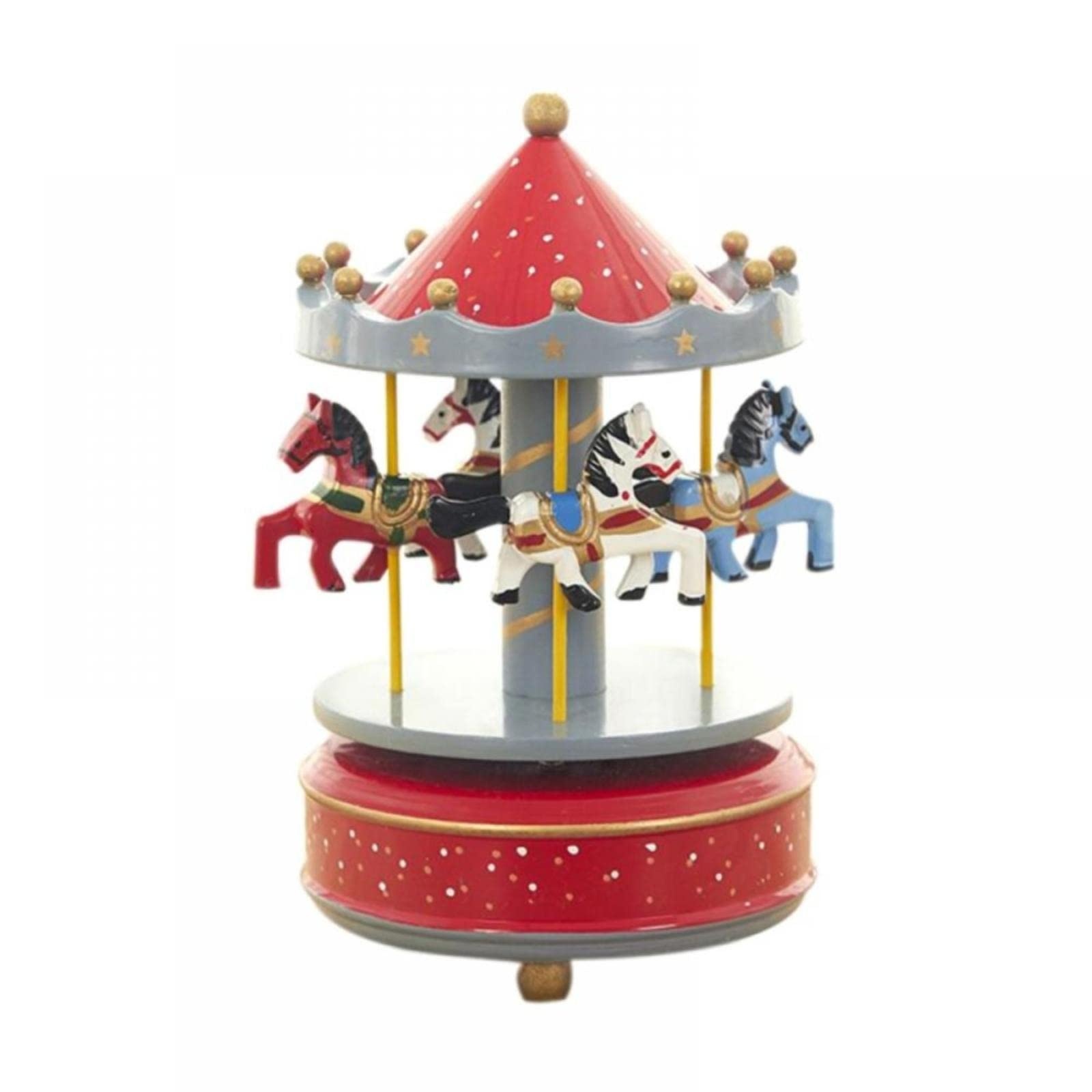 IUNSER Merry Go Round Spieluhr, kleine Spieluhr mit 4 Pferden, klassisches Dekor für Valentinstag, Hochzeit, Geburtstag, Geschenk, Schaufenster, Heimdekoration Kleine Schubladenbox (C, One Size)