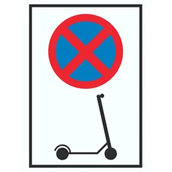 E- Scooter Parken verboten Schild Elektro -Tretroller Roller A1 (594x841mm)