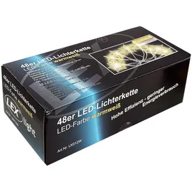 Mojawo 48er LED-Sternenkette Lichterkette Innen und Außen warmweiß - Transparent