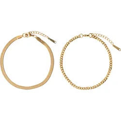 Fußketten Set FIRETTI "Schmuck Geschenk Körperschmuck", gold (gelbgoldfarben), Fußkettchen, Edelstahl