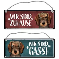 Trendaffe Wir sind Gassi/Zuhause - Dackel Wendeschild mit Kordel