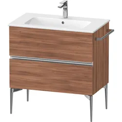 Duravit Sivida Waschtischunterbau, 2 Schubkästen, Griffleiste chrom, 810x477x591mm, zu ME by Starck, SV4644010790000, Farbe: Nussbaum matt
