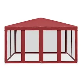 vidaXL Partyzelt mit 8 Mesh-Seitenteilen Rot 4x4 m HDPE