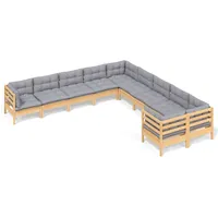 vidaXL Garten-Lounge-Set 10-tlg. grau Kiefernholz