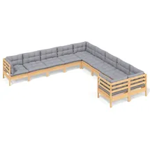 vidaXL Garten-Lounge-Set 10-tlg. grau Kiefernholz