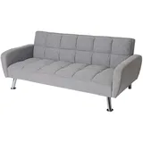 Mendler HWC-K19, Couch Schlafsofa Gästebett Bettsofa Klappsofa, Nosagfederung Schlaffunktion 203cm ~ Stoff/Textil hellgrau