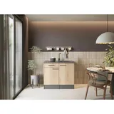 Respekta Miniküche 100 cm Elektrokochfeld links grau