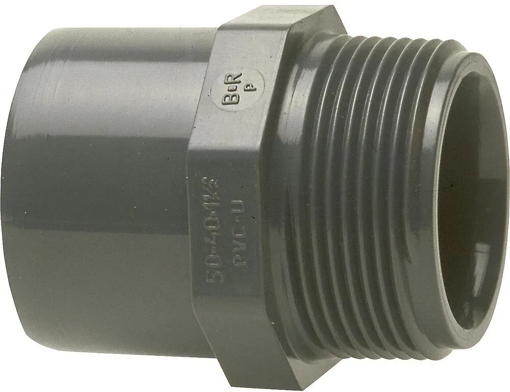 PVC-U Klebefitting Übergangs-Muffennippel (Ausführung: 63/50 mm 2'' AG)