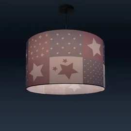 Paco Home Deckenlampe Kinder Pendelleuchte Kinderzimmer Stoffschirm Rund Bunt Baby E27 Pendelleuchte - Schwarz, Pink (ø45,5cm) - Paco Home