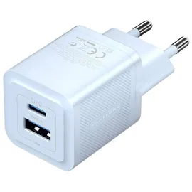 Vention Wandladegerät mit 2 Anschlüssen 30W USB-A, USB-C GaN Ladegerät Eu-stecker Blau