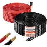 Vevor Solarkabel Verlängerung 19,9 m Schwarz & 19,9 m Rot, 10 AWG, Solarverlängerungskabel mit MC4 Steckern, IP67 Wasserdichtes Verzinntes Kupferkabel, Solarleitung für Photovoltaikanlagen