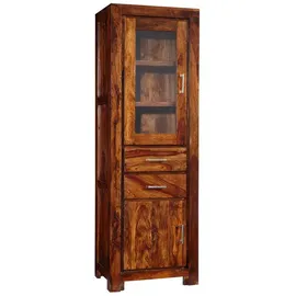 Massivmoebel24 Vitrine 60 x 40 x 180 cm Braun