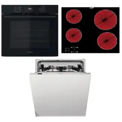 Whirlpool Backofen OMK58CU1SB + Geschirrspüler WIC3C26F + Kochfeld AKT8090NE
