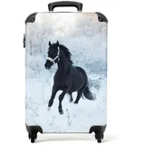 NoBoringSuitcases.com© Hartschalen-Trolley Pferd - Winter - Schnee - Porträt - Kinder 55x35x20cm, 4 Rollen, Kinder Koffer Klein, Trolley Handgepäck bunt|schwarz 35 cm x 55 cm x 20 cm