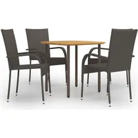5-tlg. Garten-Essgruppe Poly Rattan Braun - Braun